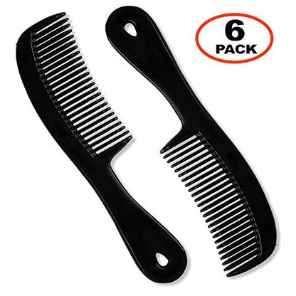 Granatan Men's Hair Comb with Handle - 6 Inch Plastic Flexible Pocket Combs for Men, Black Fine Tooth Styling Comb Set for Everyday Grooming, Travel, Beard & Mustache (6 Pack)