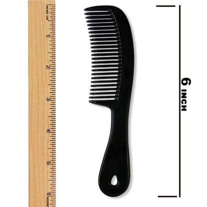 Granatan Men's Hair Comb with Handle - 6 Inch Plastic Flexible Pocket Combs for Men, Black Fine Tooth Styling Comb Set for Everyday Grooming, Travel, Beard & Mustache (6 Pack)