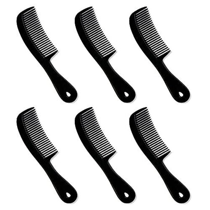 Granatan Men's Hair Comb with Handle - 6 Inch Plastic Flexible Pocket Combs for Men, Black Fine Tooth Styling Comb Set for Everyday Grooming, Travel, Beard & Mustache (6 Pack)