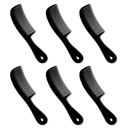 Granatan Men's Hair Comb with Handle - 6 Inch Plastic Flexible Pocket Combs for Men, Black Fine Tooth Styling Comb Set for Everyday Grooming, Travel, Beard & Mustache (6 Pack)