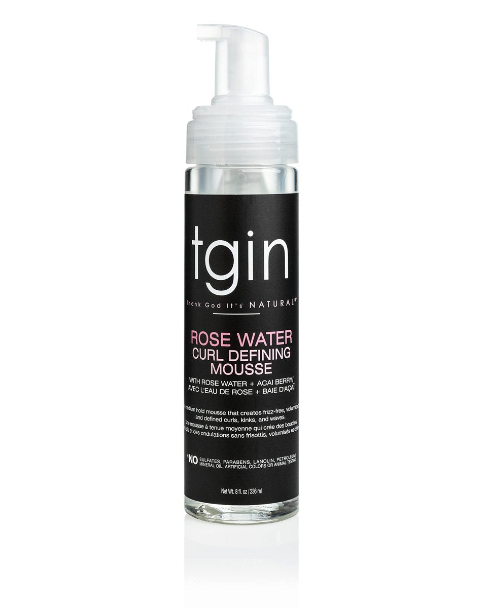 tgin Rose Water Curl Defining Mousse – Lightweight Hold, Moisturizing Curly Hair Mousse – Sulfate-Free & Paraben-Free, 8 Fl Oz Avelisse