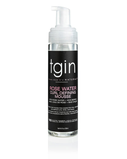 tgin Rose Water Curl Defining Mousse – Lightweight Hold, Moisturizing Curly Hair Mousse – Sulfate-Free & Paraben-Free, 8 Fl Oz Avelisse
