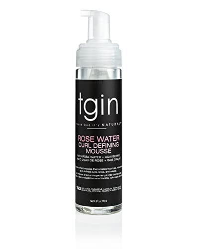 tgin Rose Water Curl Defining Mousse – Lightweight Hold, Moisturizing Curly Hair Mousse – Sulfate-Free & Paraben-Free, 8 Fl Oz Avelisse