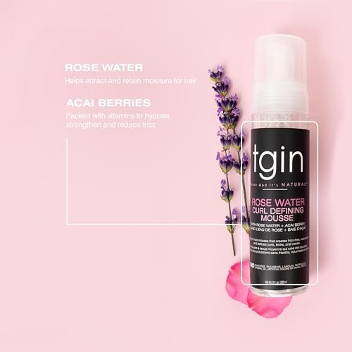 tgin Rose Water Curl Defining Mousse – Lightweight Hold, Moisturizing Curly Hair Mousse – Sulfate-Free & Paraben-Free, 8 Fl Oz Avelisse