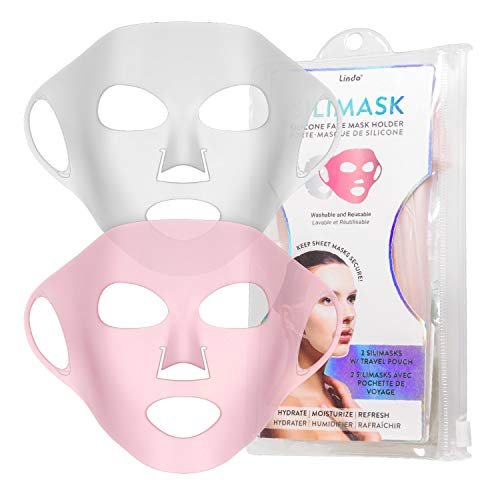 Lindo Silimask Reusable Silicone Facial Mask Cover for Sheet Masks – 2 Count with Travel Pouch - görsel 2