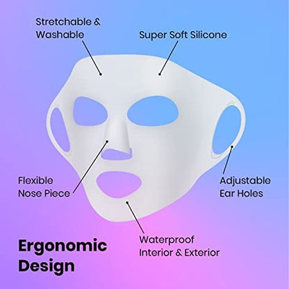 Lindo Silimask Reusable Silicone Facial Mask Cover for Sheet Masks – 2 Count with Travel Pouch