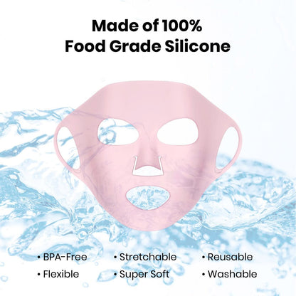 Lindo Silimask Reusable Silicone Facial Mask Cover for Sheet Masks – 2 Count with Travel Pouch