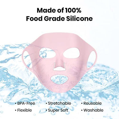 Lindo Silimask Reusable Silicone Facial Mask Cover for Sheet Masks – 2 Count with Travel Pouch