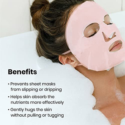 Lindo Silimask Reusable Silicone Facial Mask Cover for Sheet Masks – 2 Count with Travel Pouch