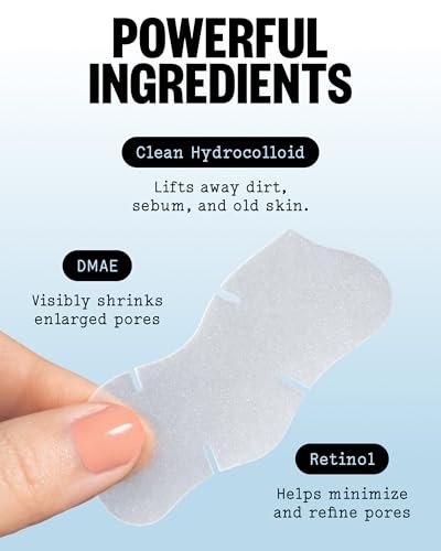 PEACE OUT Pore Strips for Nose and Face – Oil Absorbing Hydrocolloid Blackhead Remover, Pore Minimizing Strips with Retinol, Multi-Use Face Strips for Clogged Pores (8 Count) Avelisse