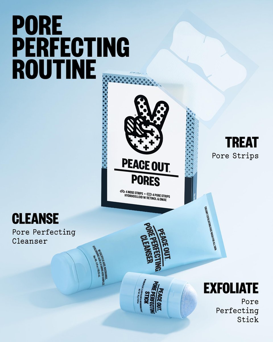PEACE OUT Pore Strips for Nose and Face – Oil Absorbing Hydrocolloid Blackhead Remover, Pore Minimizing Strips with Retinol, Multi-Use Face Strips for Clogged Pores (8 Count) Avelisse