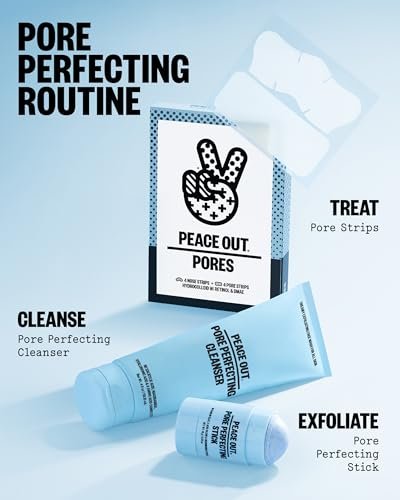 PEACE OUT Pore Strips for Nose and Face – Oil Absorbing Hydrocolloid Blackhead Remover, Pore Minimizing Strips with Retinol, Multi-Use Face Strips for Clogged Pores (8 Count) Avelisse