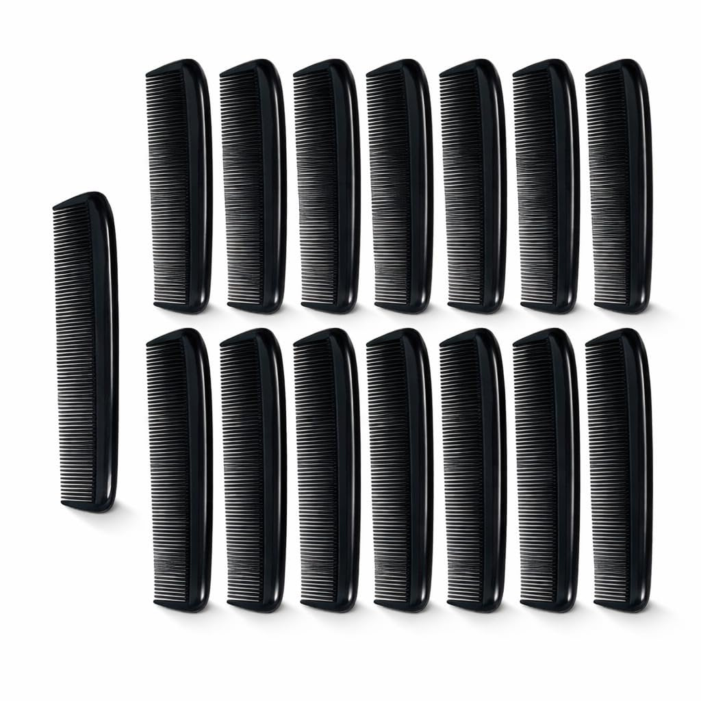 GENTS 15 Black Pocket Size Beard & Mustache Combs for Men – Unbreakable Fine Tooth Travel Combs (Pack of 15) - görsel 1