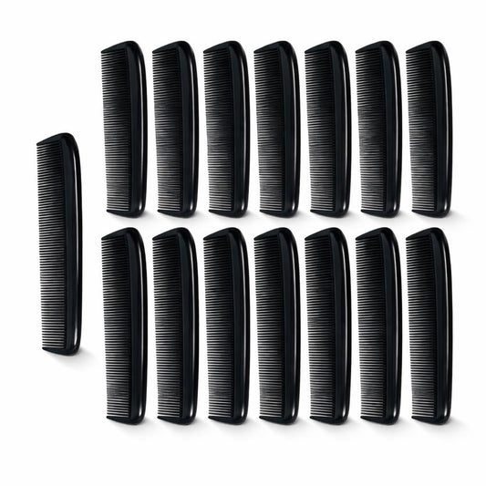 GENTS 15 Black Pocket Size Beard & Mustache Combs for Men – Unbreakable Fine Tooth Travel Combs (Pack of 15)