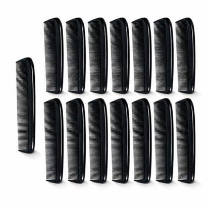 GENTS 15 Black Pocket Size Beard & Mustache Combs for Men – Unbreakable Fine Tooth Travel Combs (Pack of 15)