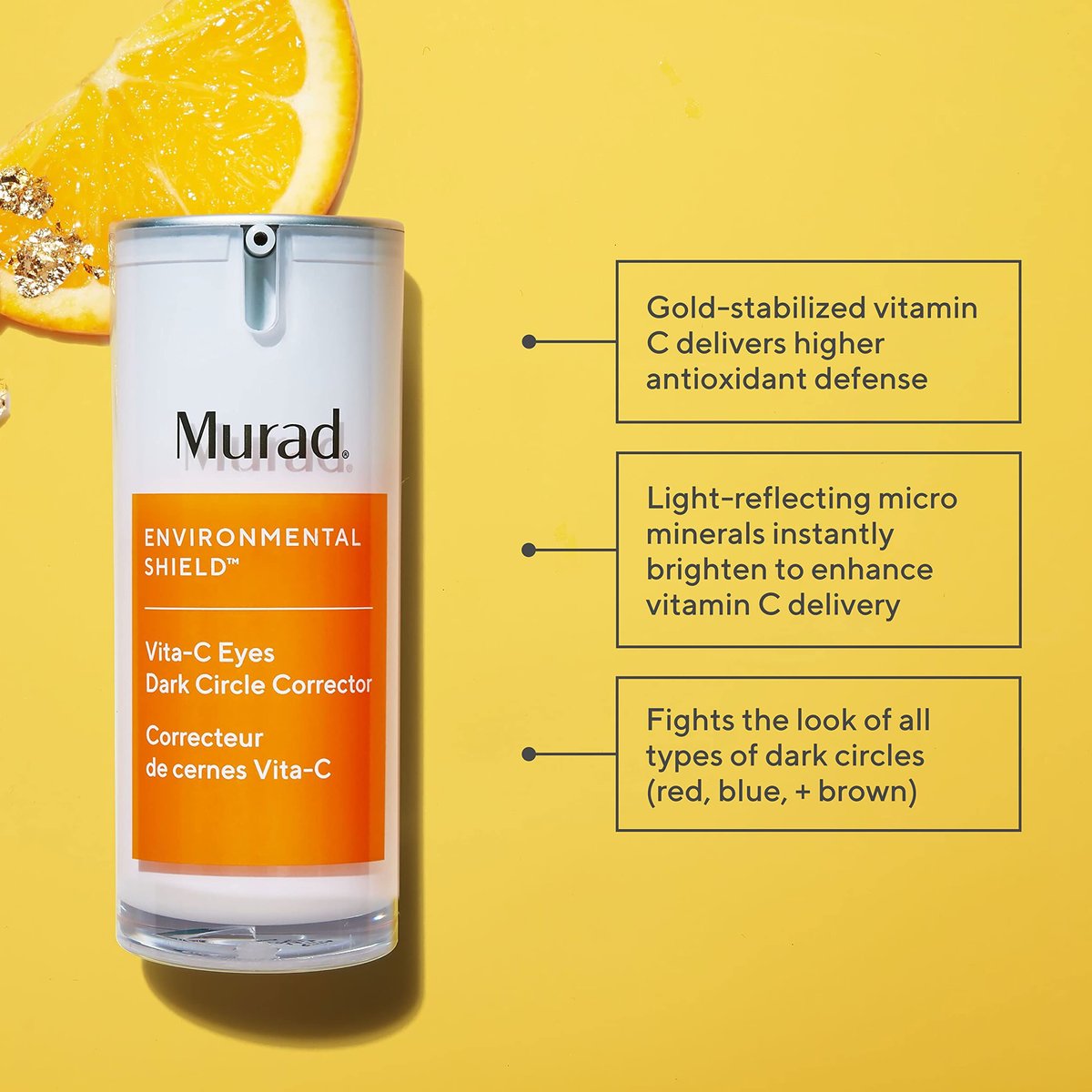 Murad Vita-C Eyes Dark Circle Corrector – Gold-Stabilized Vitamin C, Algae, and Cucumber Eye Serum for Brightening, Reducing Puffiness, and Smoothing Fine Lines – 0.5 Fl Oz Avelisse