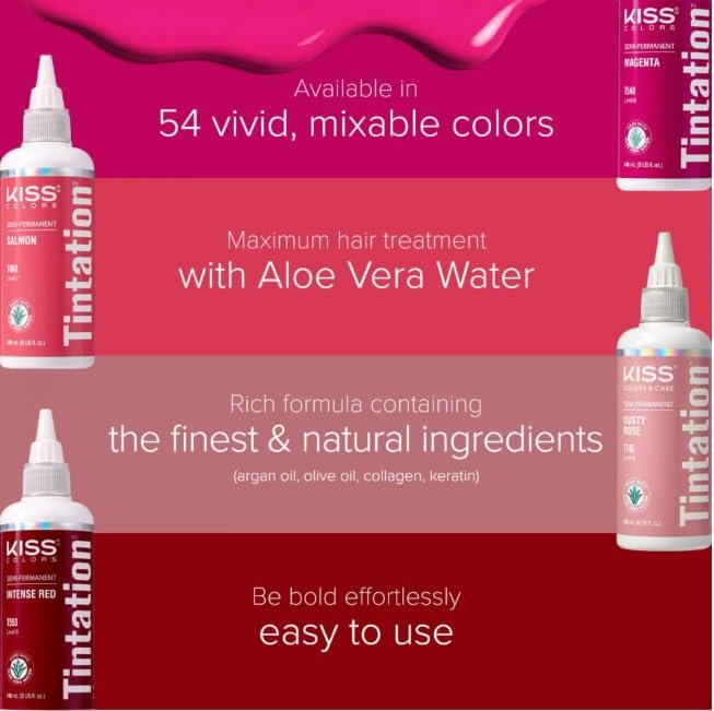 Red by Kiss Tintation Semi-Permanent Hair Color - Clear, 5 Fl Oz - Aloe Vera & Argan Oil Formula with Collagen & Keratin - görsel 5