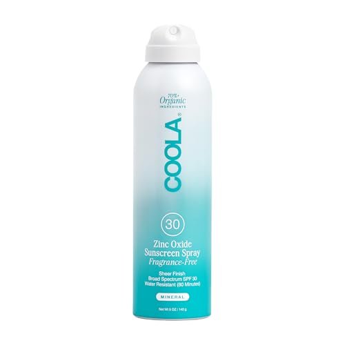 COOLA Organic Mineral Sunscreen SPF 30 Sunblock Spray – Fragrance Free, Vegan, Gluten Free, 5 Fl Oz Avelisse