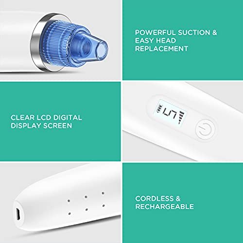 VOYOR Blackhead Remover Pore Vacuum - Black Head Remover for Face with LCD Screen, 5 Suction Levels and 6 Replaceable Heads, USB Rechargeable Face Vacuum Pore Cleaner for Women and Men (BR510) - görsel 10