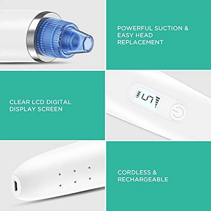 VOYOR Blackhead Remover Pore Vacuum - Black Head Remover for Face with LCD Screen, 5 Suction Levels and 6 Replaceable Heads, USB Rechargeable Face Vacuum Pore Cleaner for Women and Men (BR510)