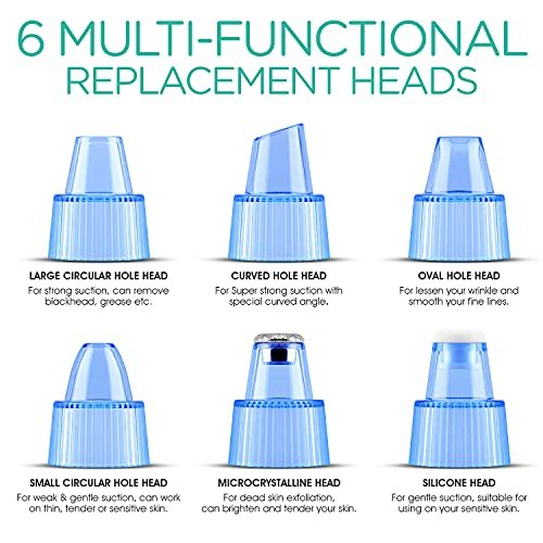 VOYOR Blackhead Remover Pore Vacuum - Black Head Remover for Face with LCD Screen, 5 Suction Levels and 6 Replaceable Heads, USB Rechargeable Face Vacuum Pore Cleaner for Women and Men (BR510) - görsel 8