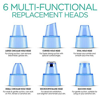 VOYOR Blackhead Remover Pore Vacuum - Black Head Remover for Face with LCD Screen, 5 Suction Levels and 6 Replaceable Heads, USB Rechargeable Face Vacuum Pore Cleaner for Women and Men (BR510)