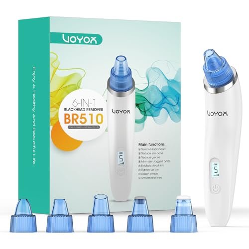 VOYOR Blackhead Remover Pore Vacuum - Black Head Remover for Face with LCD Screen, 5 Suction Levels and 6 Replaceable Heads, USB Rechargeable Face Vacuum Pore Cleaner for Women and Men (BR510) - görsel 2