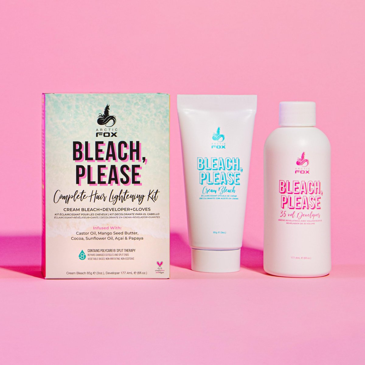 ARCTIC FOX Bleach Please Hair Lightening Kit - Complete Cream Bleach with 35 Volume Developer, Latex-Free Gloves, Infused with Acai, Cocoa, Sunflower Oil & Papaya - Vegan & Cruelty-Free - görsel 6