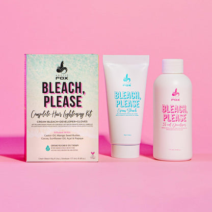 ARCTIC FOX Bleach Please Hair Lightening Kit - Complete Cream Bleach with 35 Volume Developer, Latex-Free Gloves, Infused with Acai, Cocoa, Sunflower Oil & Papaya - Vegan & Cruelty-Free