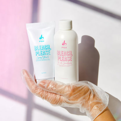 ARCTIC FOX Bleach Please Hair Lightening Kit - Complete Cream Bleach with 35 Volume Developer, Latex-Free Gloves, Infused with Acai, Cocoa, Sunflower Oil & Papaya - Vegan & Cruelty-Free
