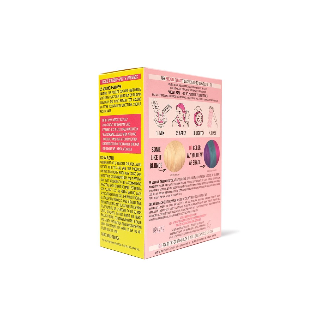 ARCTIC FOX Bleach Please Hair Lightening Kit - Complete Cream Bleach with 35 Volume Developer, Latex-Free Gloves, Infused with Acai, Cocoa, Sunflower Oil & Papaya - Vegan & Cruelty-Free - görsel 4