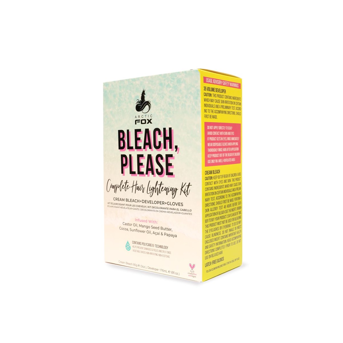 ARCTIC FOX Bleach Please Hair Lightening Kit - Complete Cream Bleach with 35 Volume Developer, Latex-Free Gloves, Infused with Acai, Cocoa, Sunflower Oil & Papaya - Vegan & Cruelty-Free - görsel 2