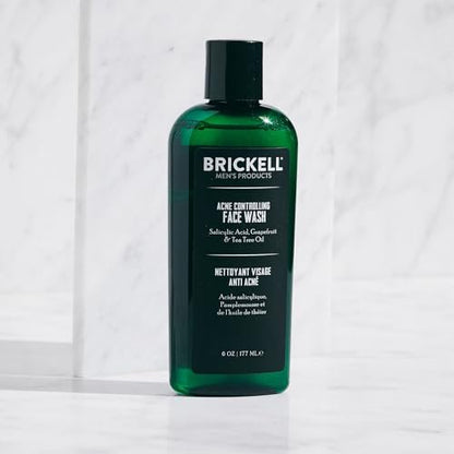 Brickell Men's Acne Face Wash – Natural & Organic Cleanser with 2% Salicylic Acid, 6 oz