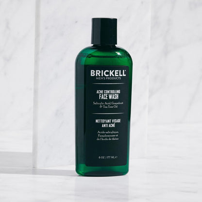 Brickell Men's Acne Face Wash – Natural & Organic Cleanser with 2% Salicylic Acid, 6 oz