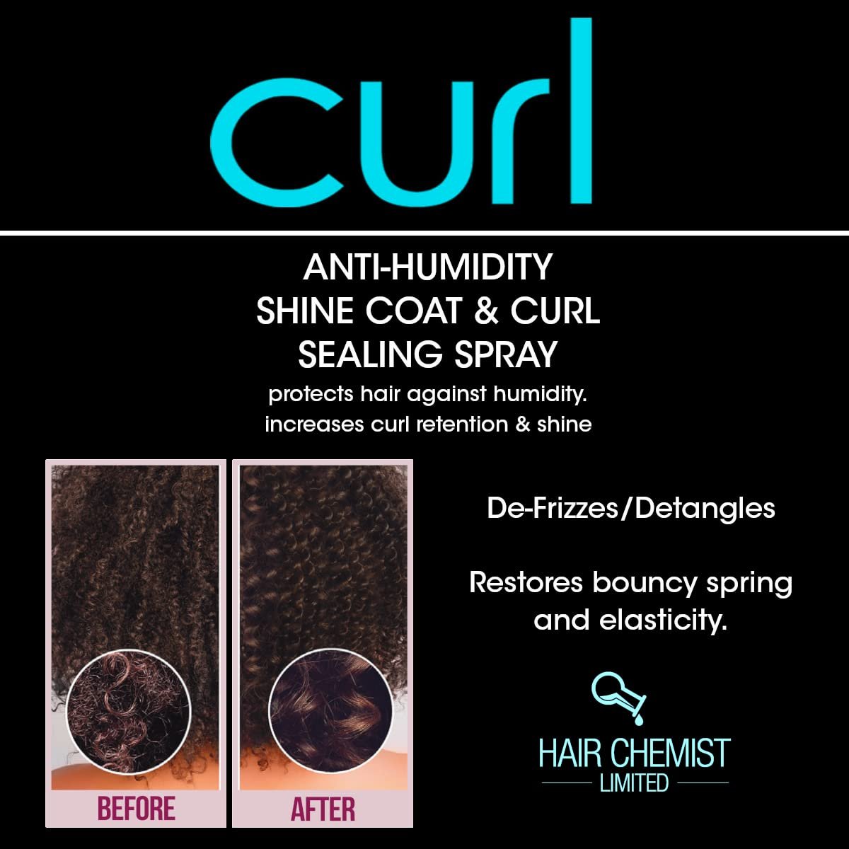 Hair Chemist CURL Anti Humidity Shine Coat & Curl Sealing Spray - 8 oz Avelisse