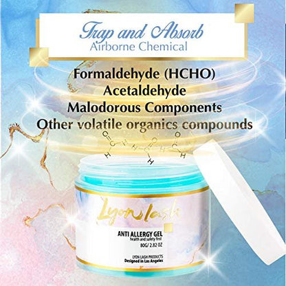 Lyon Lash Anti Allergy Gel Air Refresher | Absorb Fume & Odor from Lash Adhesive | Less Stinging and Headache After Use | Suitable For Classic & Volume Lashing | Eyelash Extension Supplies & Tools Avelisse