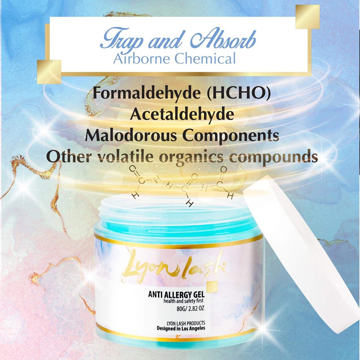 Lyon Lash Anti Allergy Gel Air Refresher | Absorb Fume & Odor from Lash Adhesive | Less Stinging and Headache After Use | Suitable For Classic & Volume Lashing | Eyelash Extension Supplies & Tools Avelisse