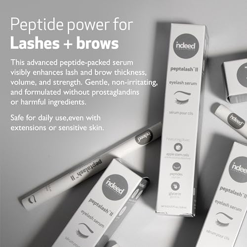 INDEED Laboratories Peptalash II: Prostaglandin-Free Lash & Brow Serum for Longer, Thicker Lashes with Peptides & Apple Stem Cells (0.6 mL) Avelisse
