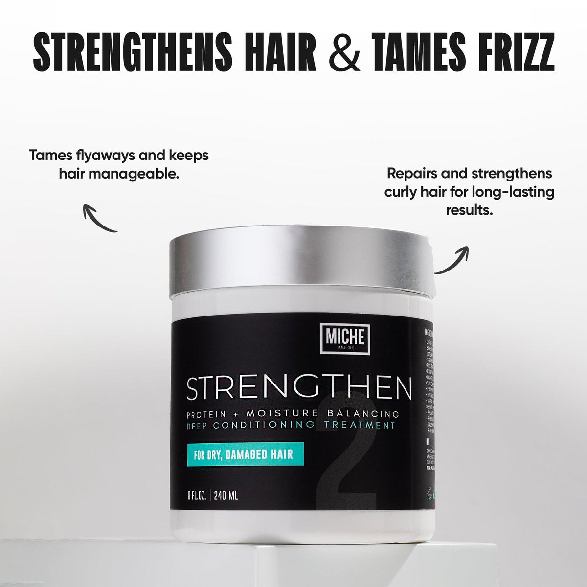 Miche Strengthen Protein Deep Conditioner – Paraben-Free Deep Conditioner for Curly, Kinky & Wavy Hair – Breakage Control & Strengthening – Hydrolyzed Baobab Protein – 8 oz Avelisse