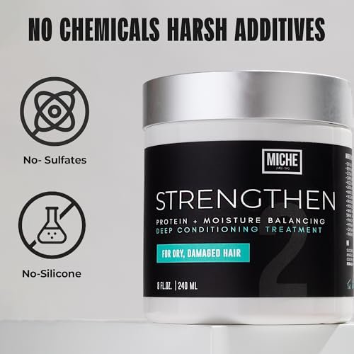 Miche Strengthen Protein Deep Conditioner – Paraben-Free Deep Conditioner for Curly, Kinky & Wavy Hair – Breakage Control & Strengthening – Hydrolyzed Baobab Protein – 8 oz Avelisse