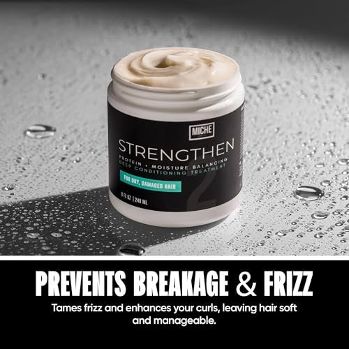Miche Strengthen Protein Deep Conditioner – Paraben-Free Deep Conditioner for Curly, Kinky & Wavy Hair – Breakage Control & Strengthening – Hydrolyzed Baobab Protein – 8 oz Avelisse