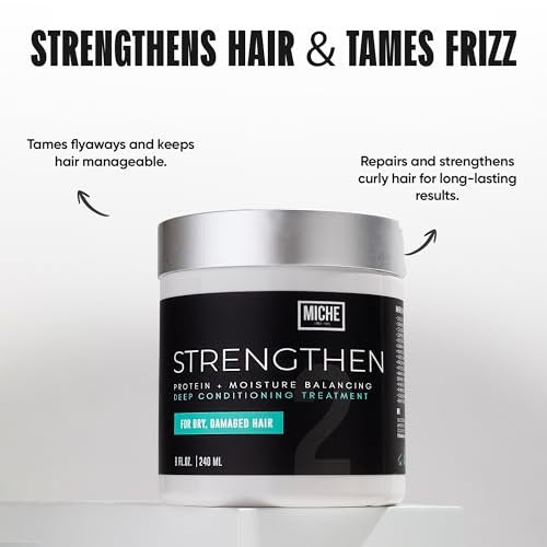 Miche Strengthen Protein Deep Conditioner – Paraben-Free Deep Conditioner for Curly, Kinky & Wavy Hair – Breakage Control & Strengthening – Hydrolyzed Baobab Protein – 8 oz Avelisse