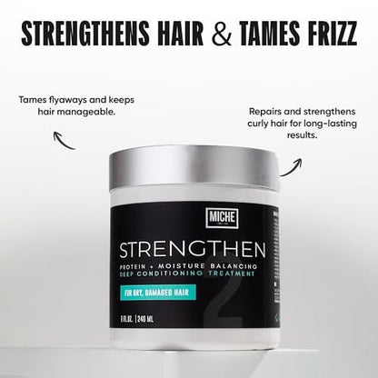 Miche Strengthen Protein Deep Conditioner – Paraben-Free Deep Conditioner for Curly, Kinky & Wavy Hair – Breakage Control & Strengthening – Hydrolyzed Baobab Protein – 8 oz Avelisse