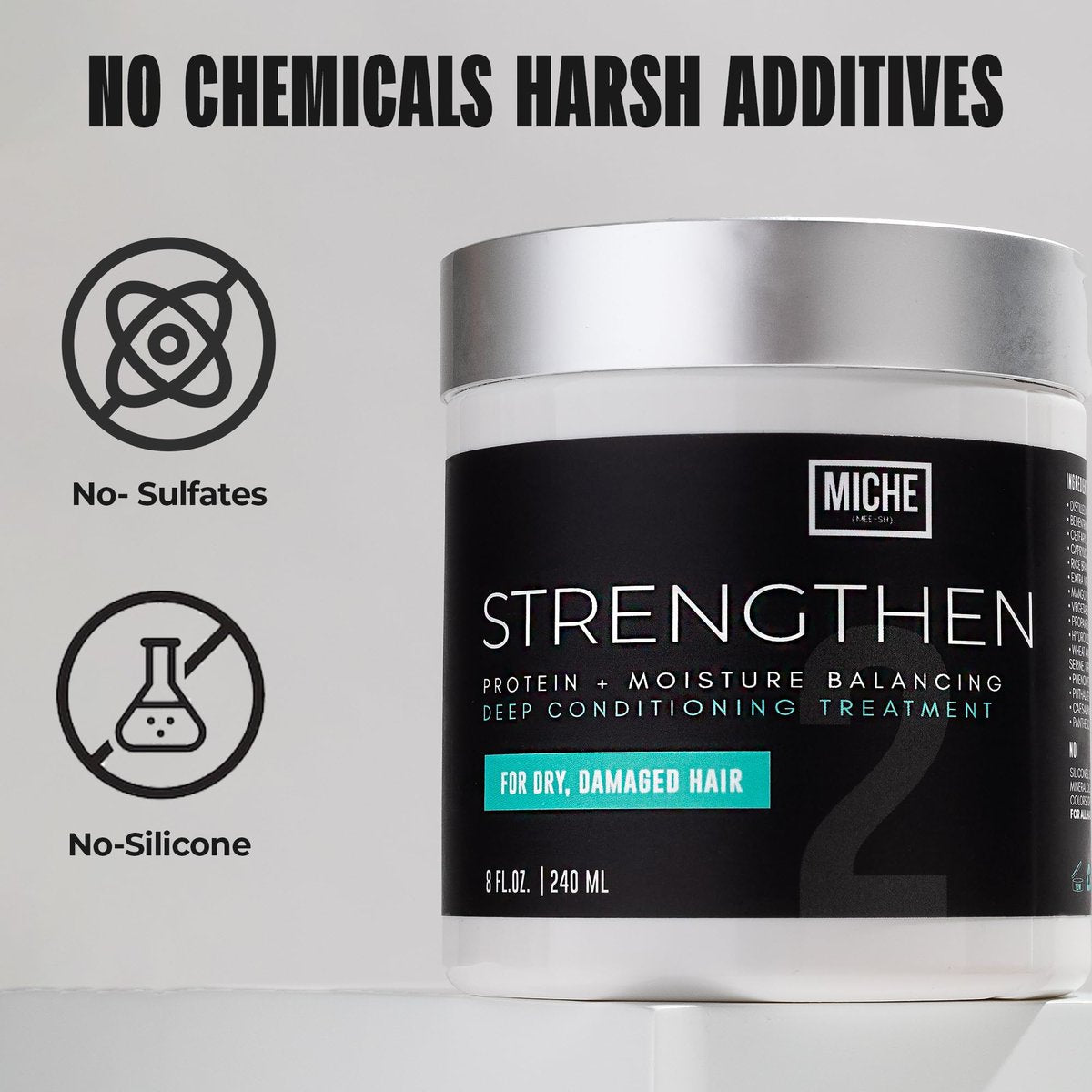 Miche Strengthen Protein Deep Conditioner – Paraben-Free Deep Conditioner for Curly, Kinky & Wavy Hair – Breakage Control & Strengthening – Hydrolyzed Baobab Protein – 8 oz Avelisse