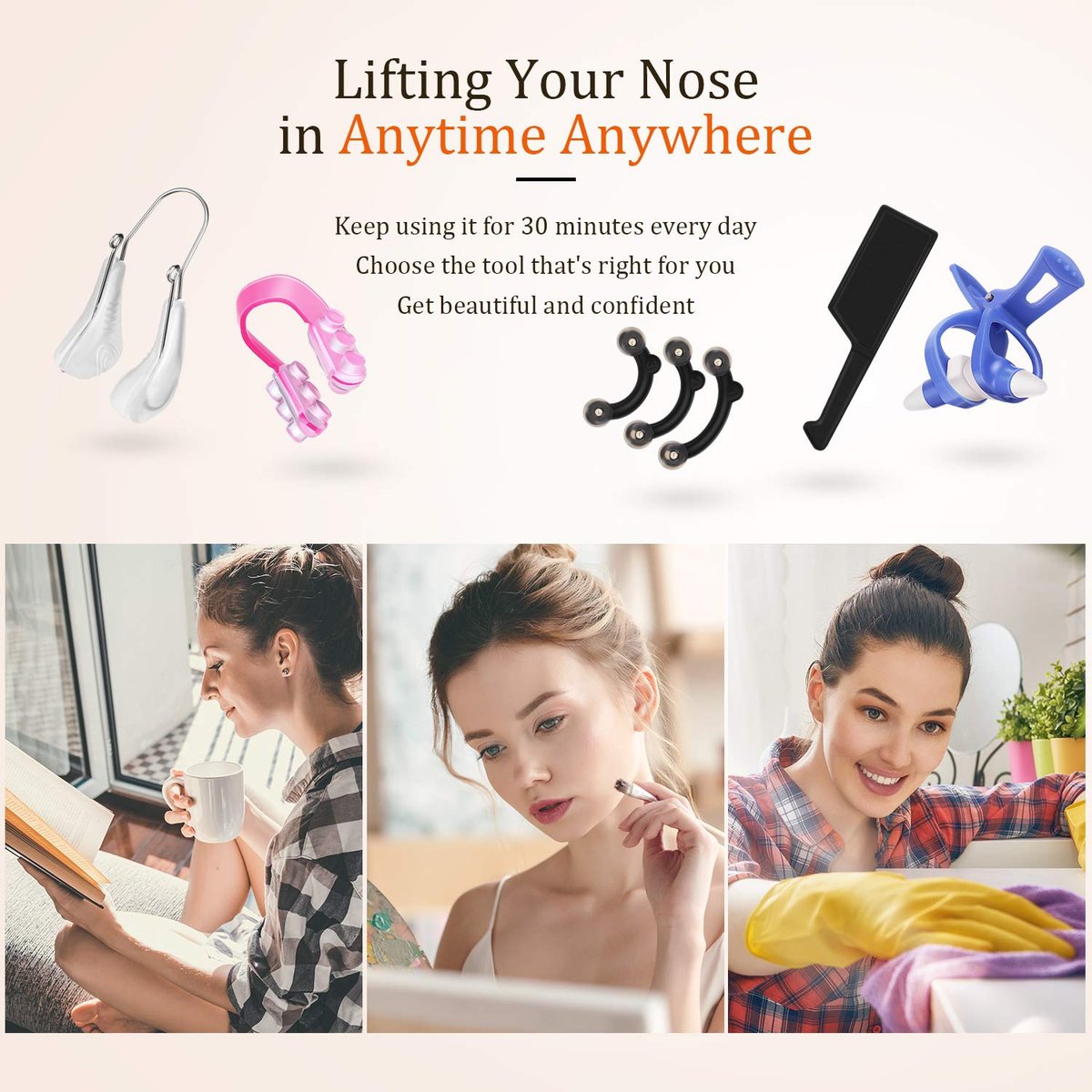 5-Piece Silicone Nose Up Lifting Clips – Painless Nose Shaper & Bridge Slimming Tool for Women Avelisse
