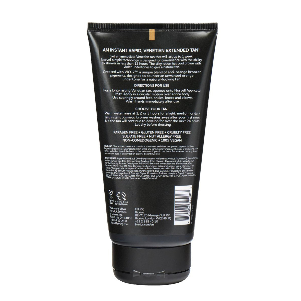 Norvell Venetian Rapid Sunless Self Tanner Lotion 5 fl oz – Professional Fast Acting Self Tanning Cream for Natural Bronze Glow, Streak Free, Long Lasting, Anti Orange Avelisse