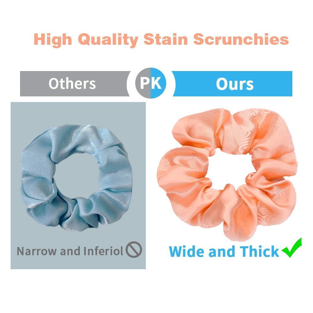 50 Satin Hair Scrunchies in Multiple Colors - Silk Accessories for Curly Hair, Teens and Girls - With Gift Bag - görsel 3