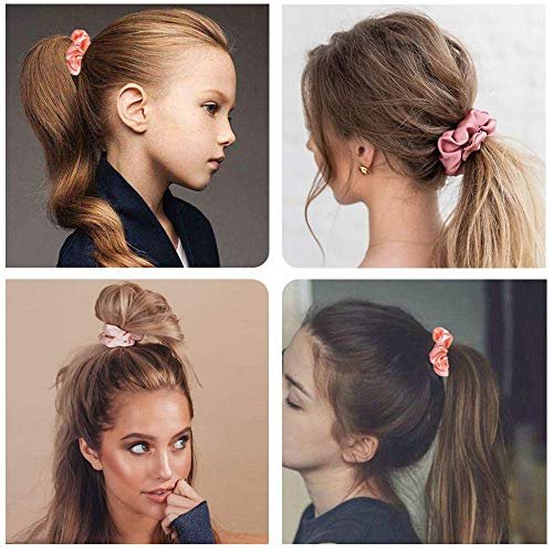 50 Satin Hair Scrunchies in Multiple Colors - Silk Accessories for Curly Hair, Teens and Girls - With Gift Bag - görsel 12