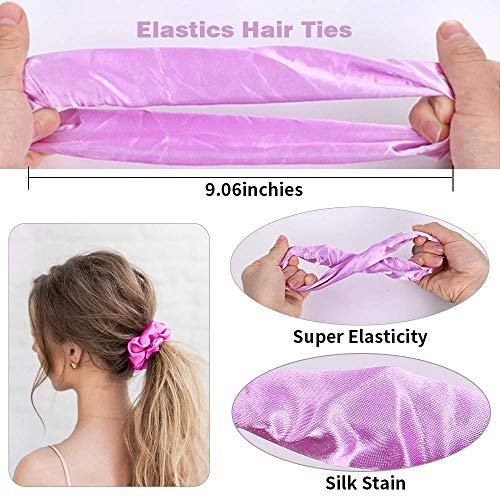 50 Satin Hair Scrunchies in Multiple Colors - Silk Accessories for Curly Hair, Teens and Girls - With Gift Bag - görsel 8