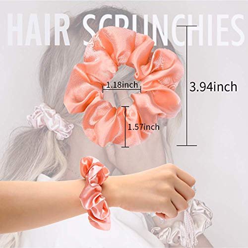 50 Satin Hair Scrunchies in Multiple Colors - Silk Accessories for Curly Hair, Teens and Girls - With Gift Bag - görsel 6
